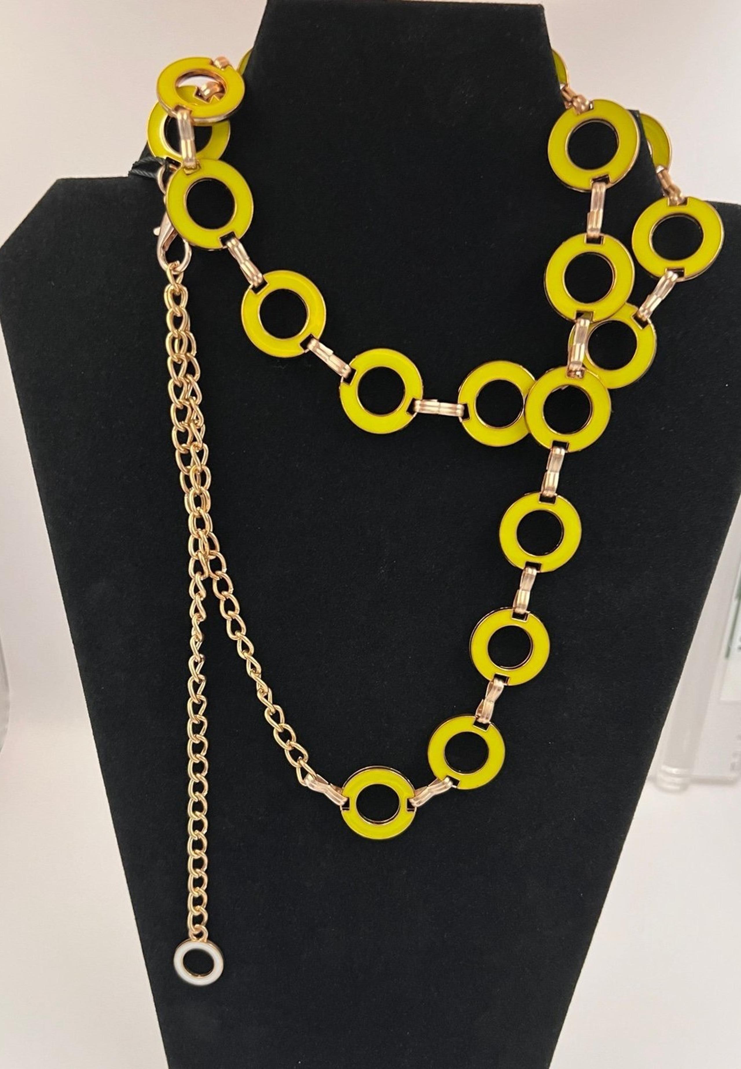 Lime Green & Gold Circle Chain Belt Womens One Size Adjustable by Nasty Gal