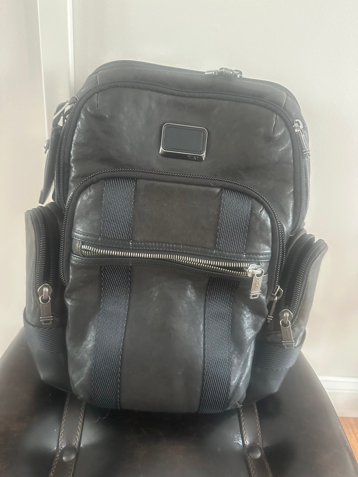 Leather Tumi bookbag