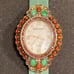 Heidi Daus Genuine Gemstone & Swarovski Crystal Watch on Green Suede Strap