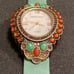 Heidi Daus Genuine Gemstone & Swarovski Crystal Watch on Green Suede Strap