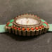 Heidi Daus Genuine Gemstone & Swarovski Crystal Watch on Green Suede Strap
