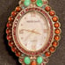 Heidi Daus Genuine Gemstone & Swarovski Crystal Watch on Green Suede Strap