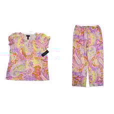 New Lauren Ralph Lauren Womens Medium Island Getaway Rainbow Paisley Pajamas Set