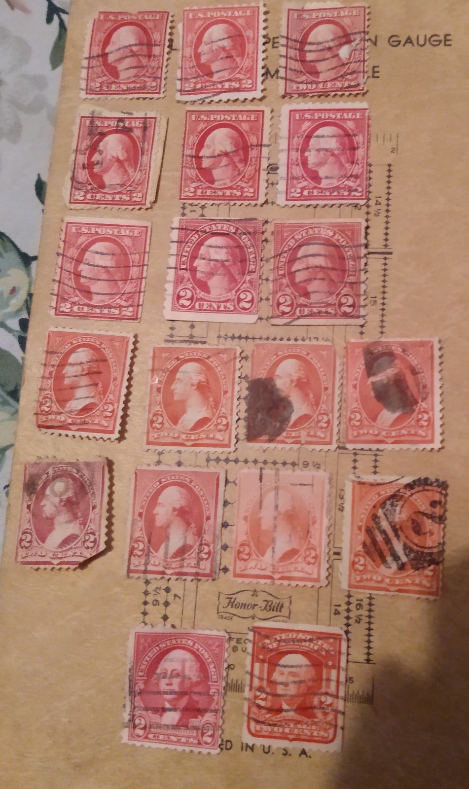 Used 2 cent Washington stamps