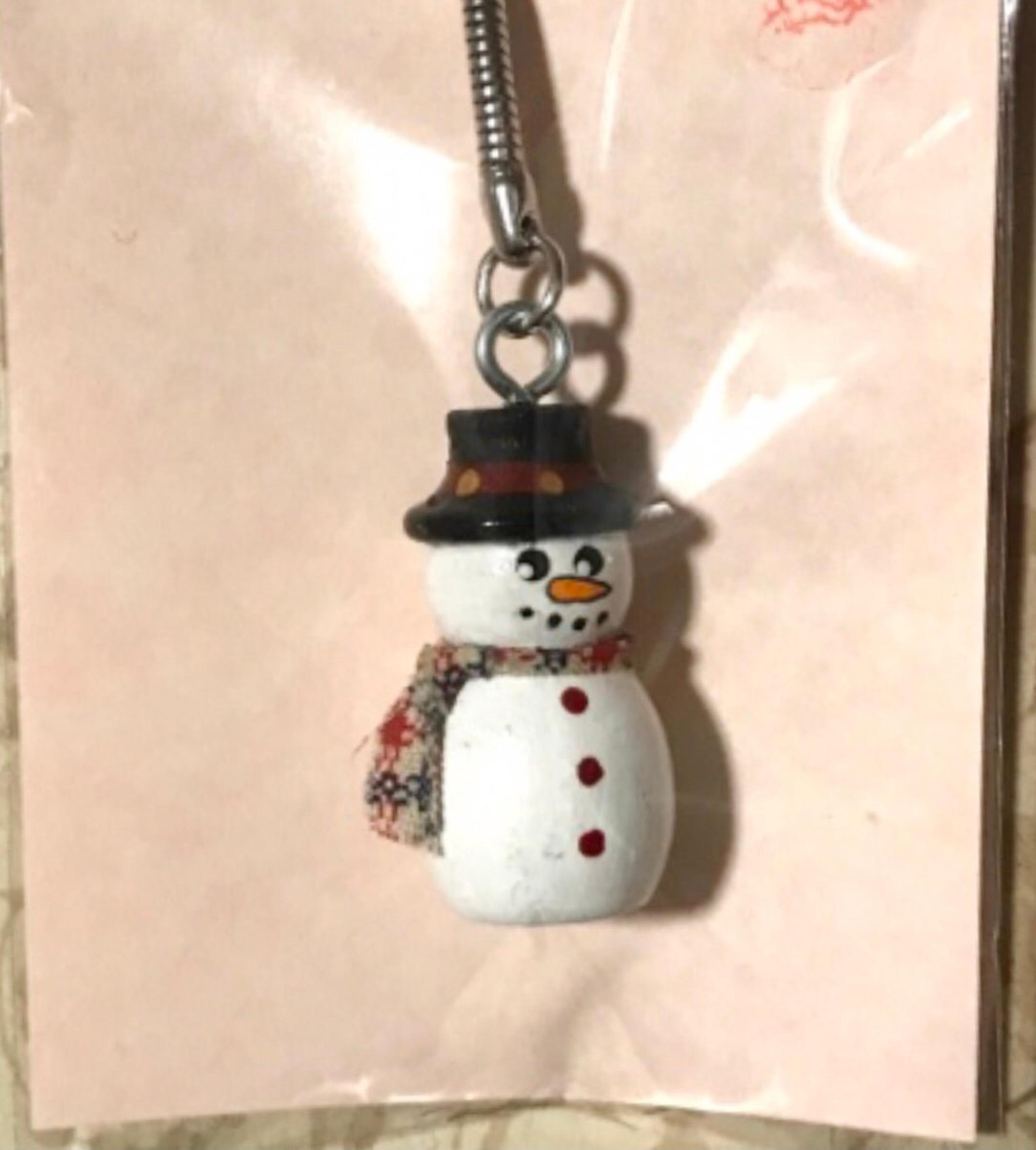 Handmade tole painting mini snowman keychain