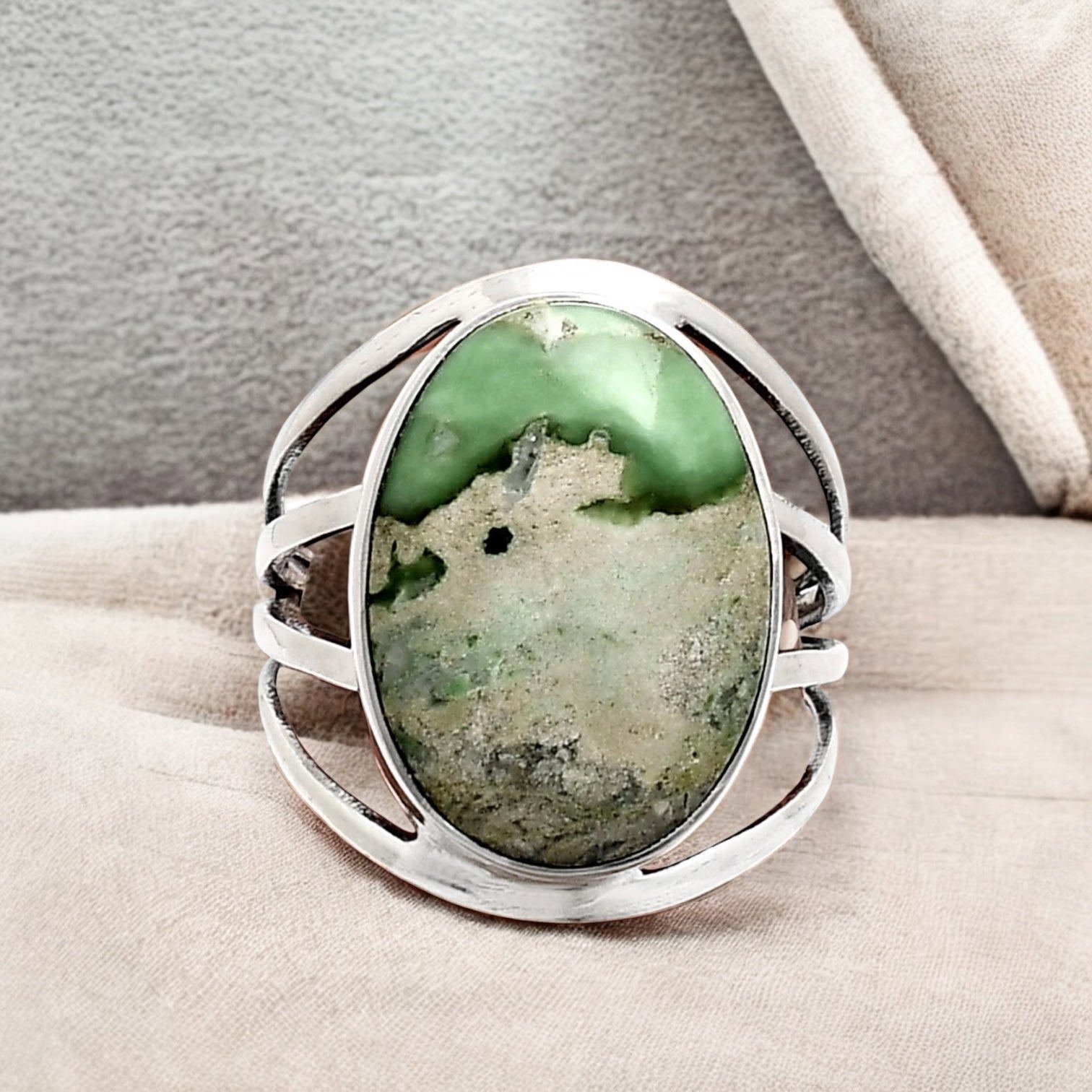 Variscite Solid 925 Sterling Silver Ring 7