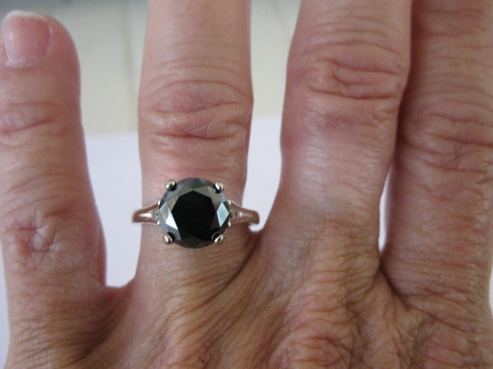2.0ct 100% NATURAL REAL BLACK DIAMOND RING, CERTIFICATE OF AUTHENTICITY, SIZE 9