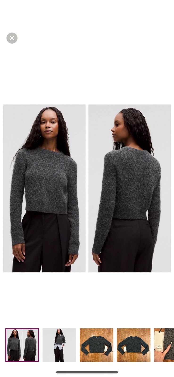Lululemon Gray Alpaca Wool-blend Crosshatch Sweater Sz Small