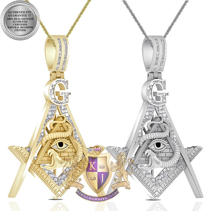 Real Diamond 0.75 Ct Masonic Illuminati All Seen Eye of Providence Charm Pendant