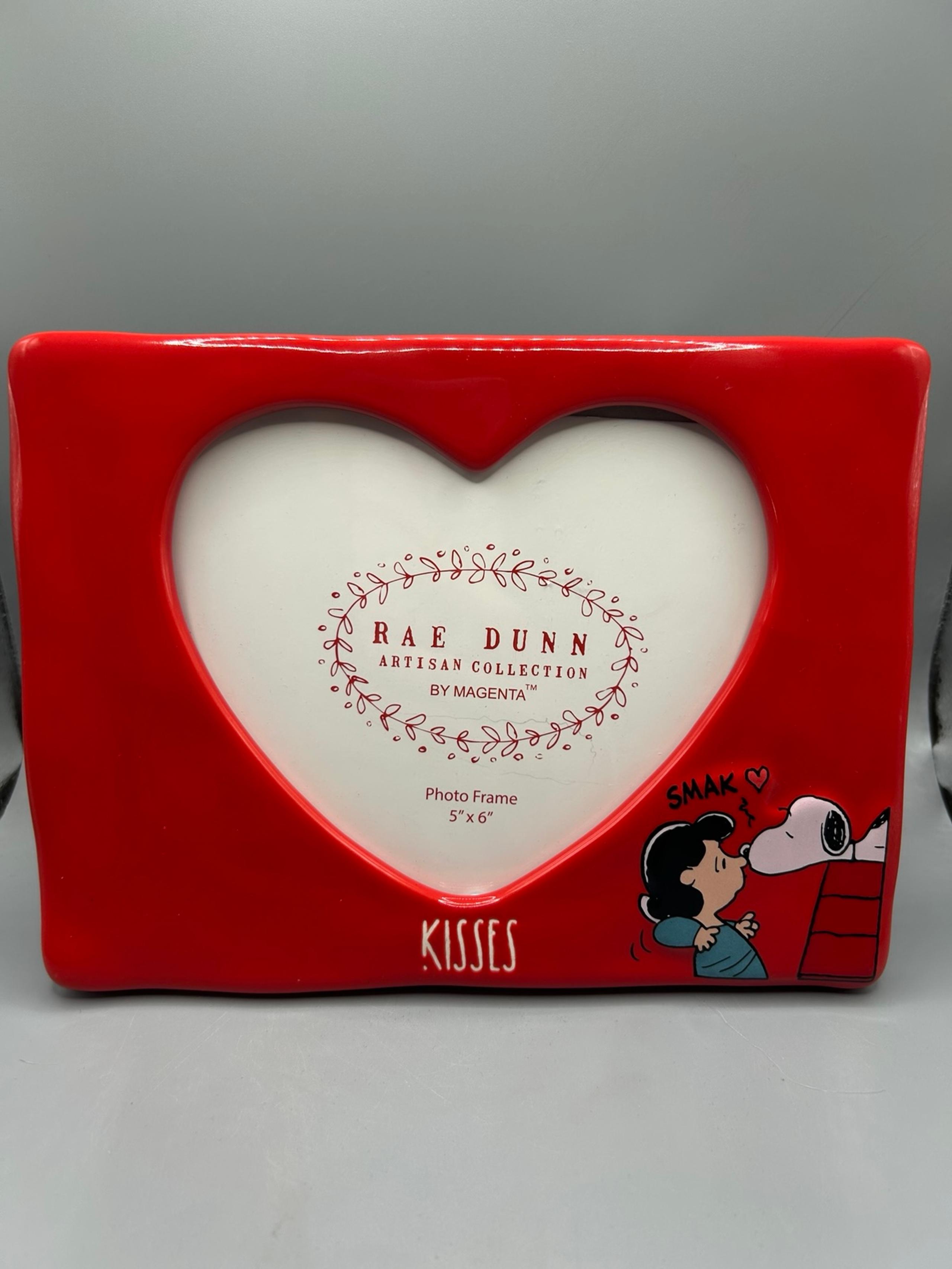 Rae Dunn Peanuts Photo Frame KISSES Snoopy Lucy SMAK Valentines Love 5x6 NEW