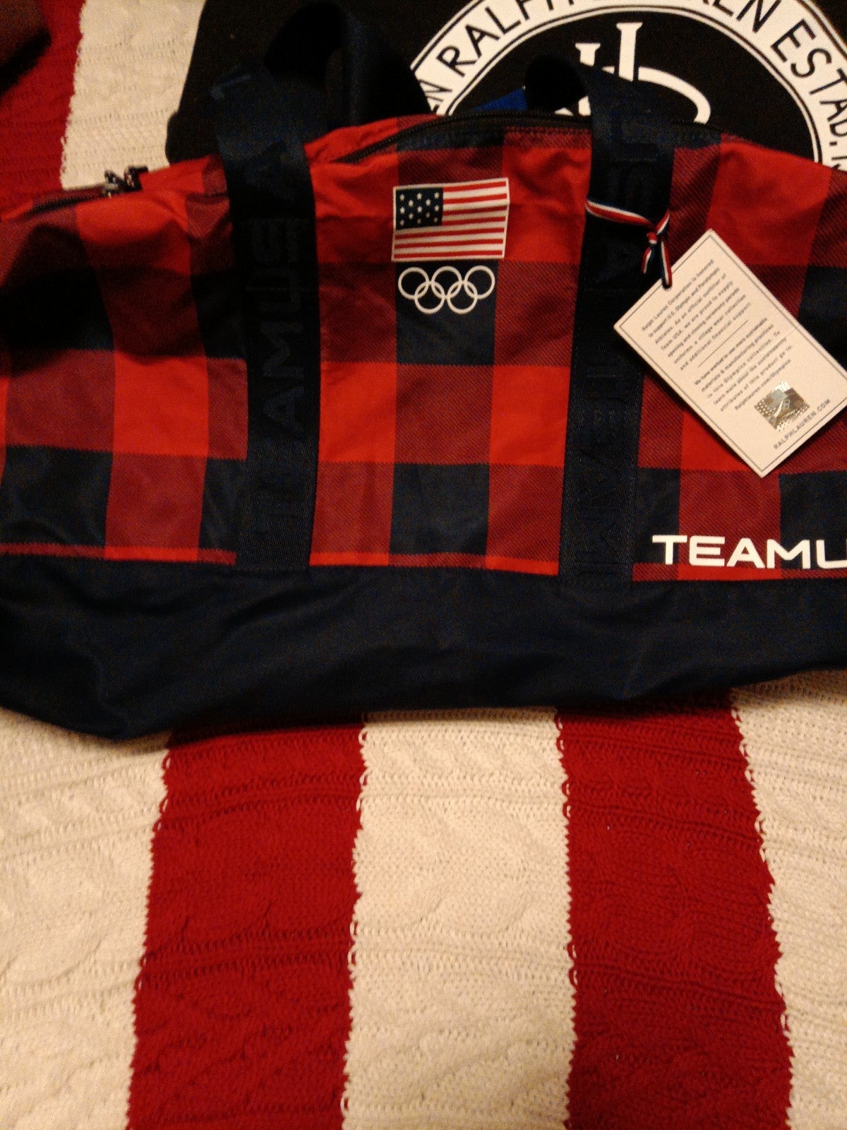 New beautiful Ralph. Lauren gym bag ,red blue and Black color
