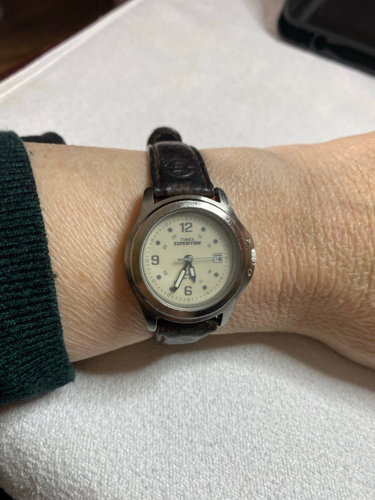 TIMEX EXPEDITION Women's INDIGLO Water Resistan 50M Beige Dial Leather Band