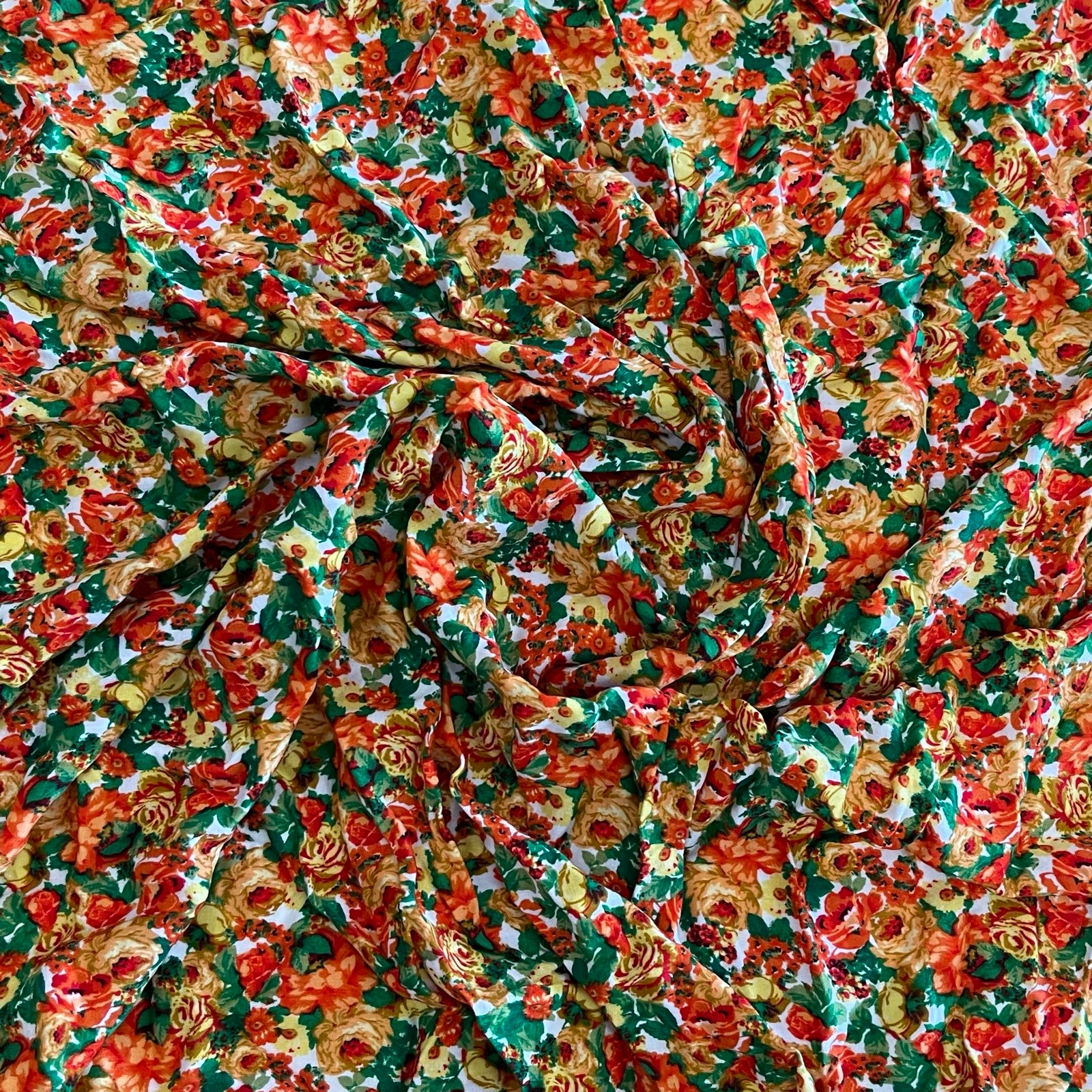 Floral Poly Print Multicolor Rayon Fabric