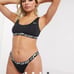 Nike Swimming Essential Taping Bikini Top & Bottom Set in Black and White-