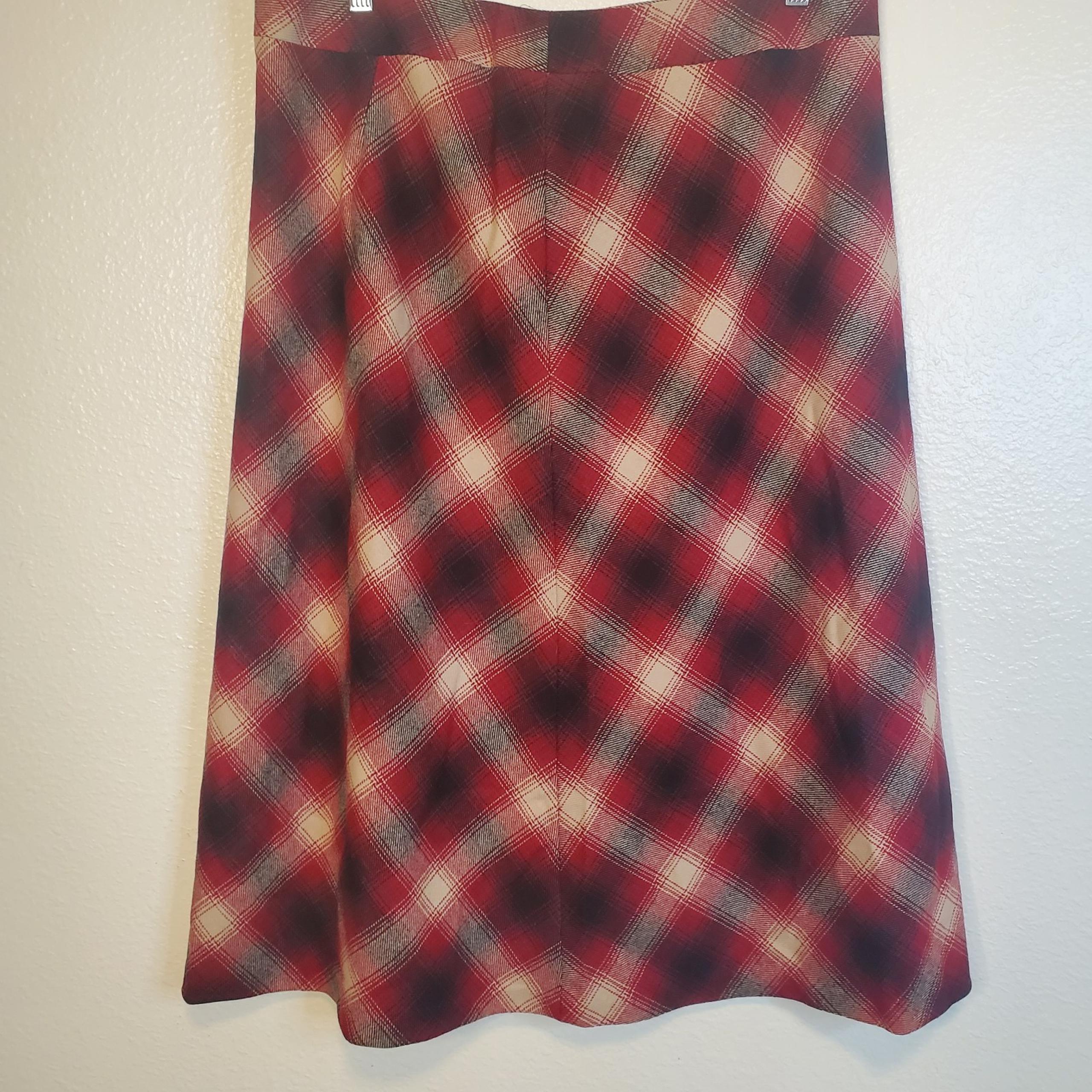 Pendleton Virgin Wool Red Scottish Tartan Plaid A-Line Midi Skirt Women's Sz 16