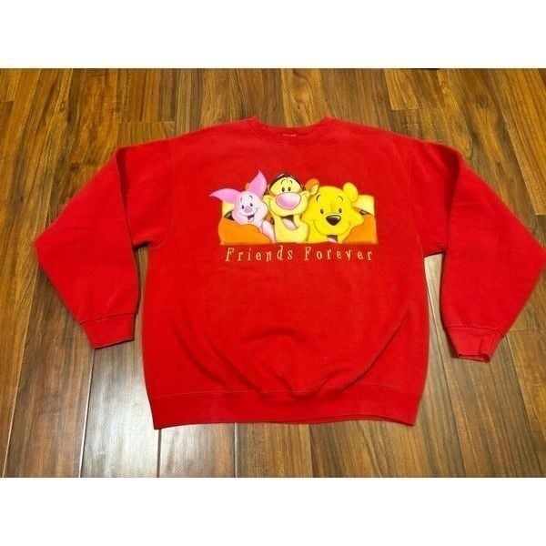Disney Store Vintage Winnie the Pooh Piglet Tigger red crewneck sweatshirt.