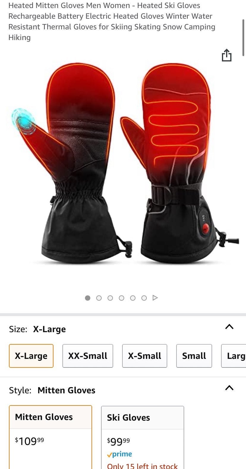 Electric Heated mittens, with rechargable batterys