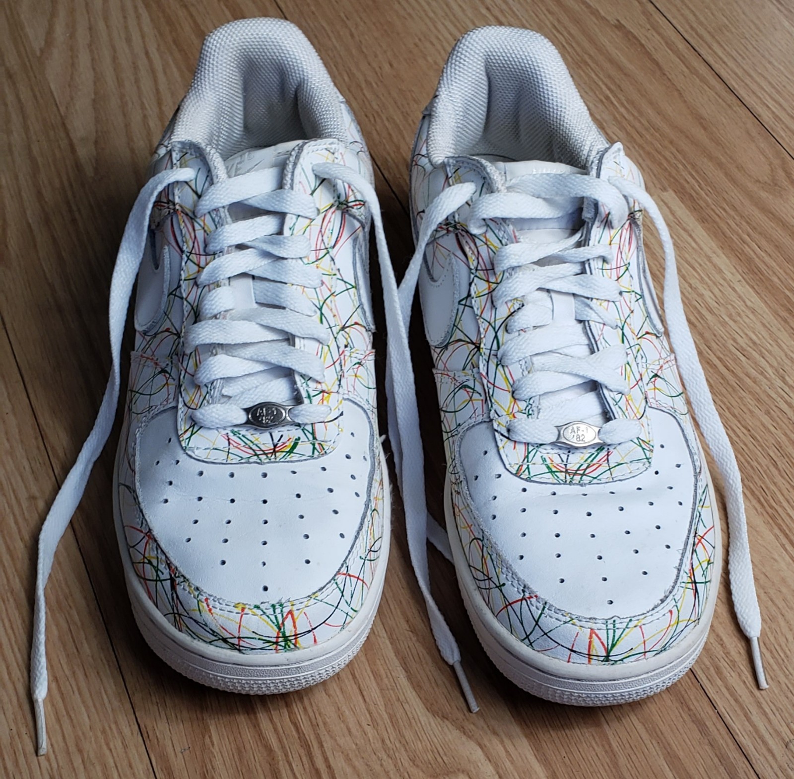 Nike '82 Air Force Triple White Men's Size 9 customized multicolor paint drip