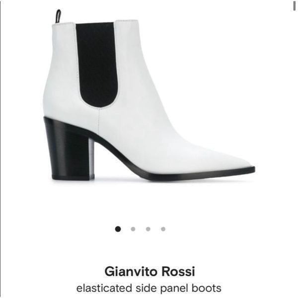 Gianvito Rossi Western Chelsea Booties White Leather Elasticated Side Panel Boot