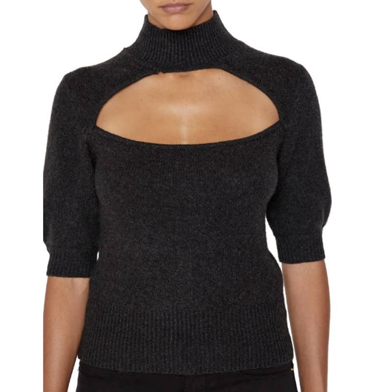 FRAME Cutout Turtleneck Cashmere Sweater, Size S