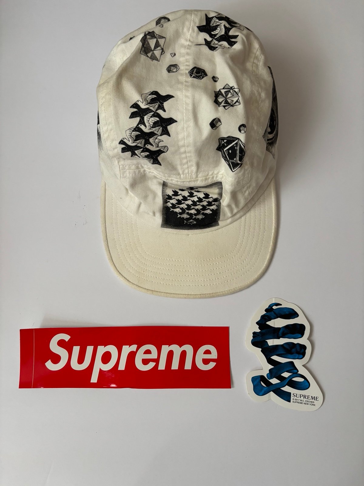 Supreme Mc Escher White Hat with Stickers