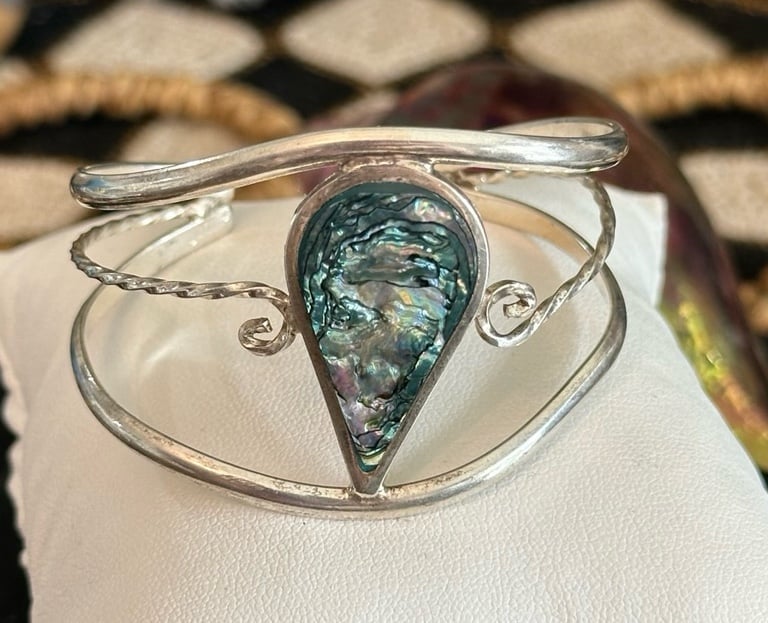 Sterling silver signed Mexico cuff bracelet 925 Silver
