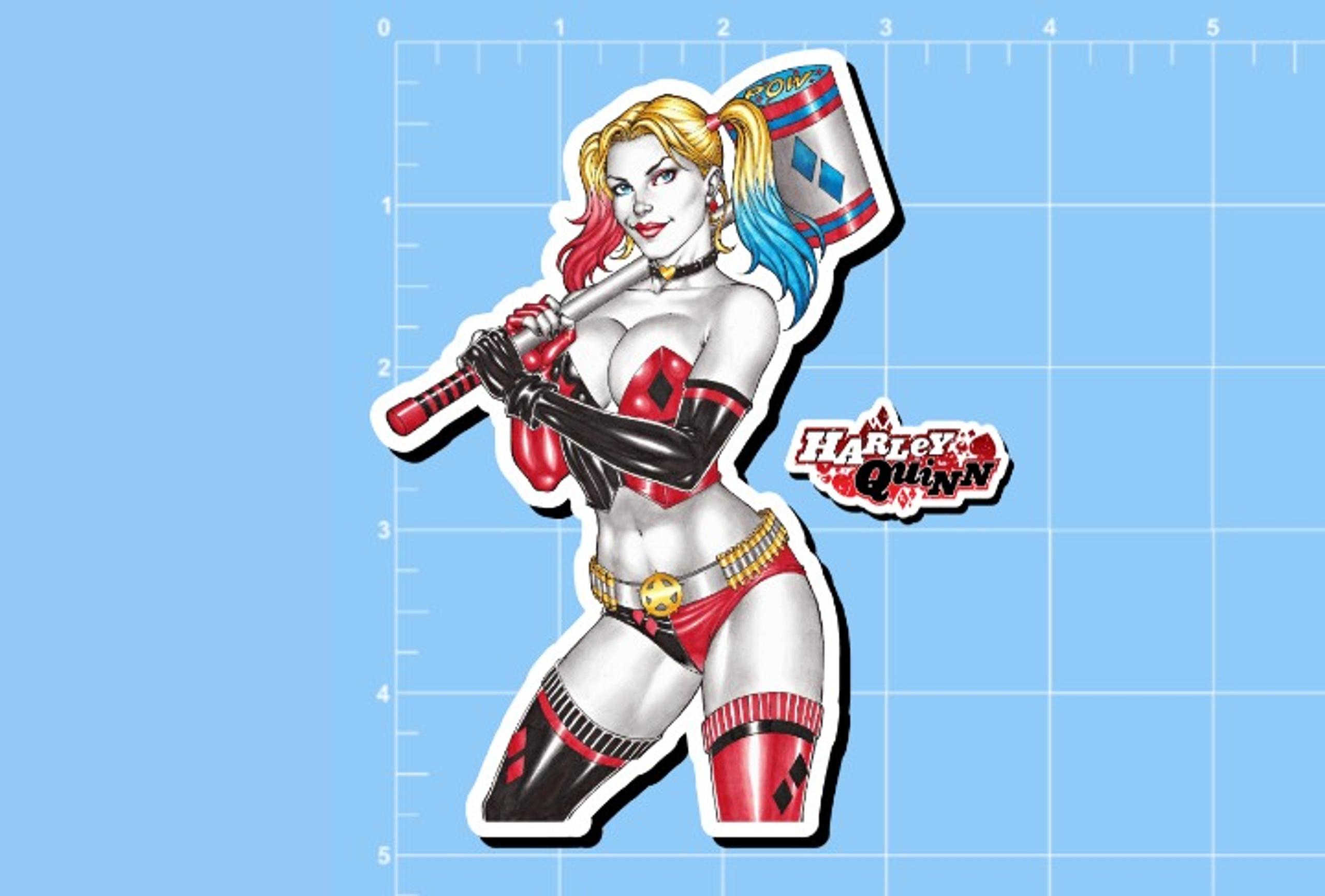 1=2 5" Sexy Harley Quinn Sexy 2 Piece Bikini Big Hammer & Name Stickers