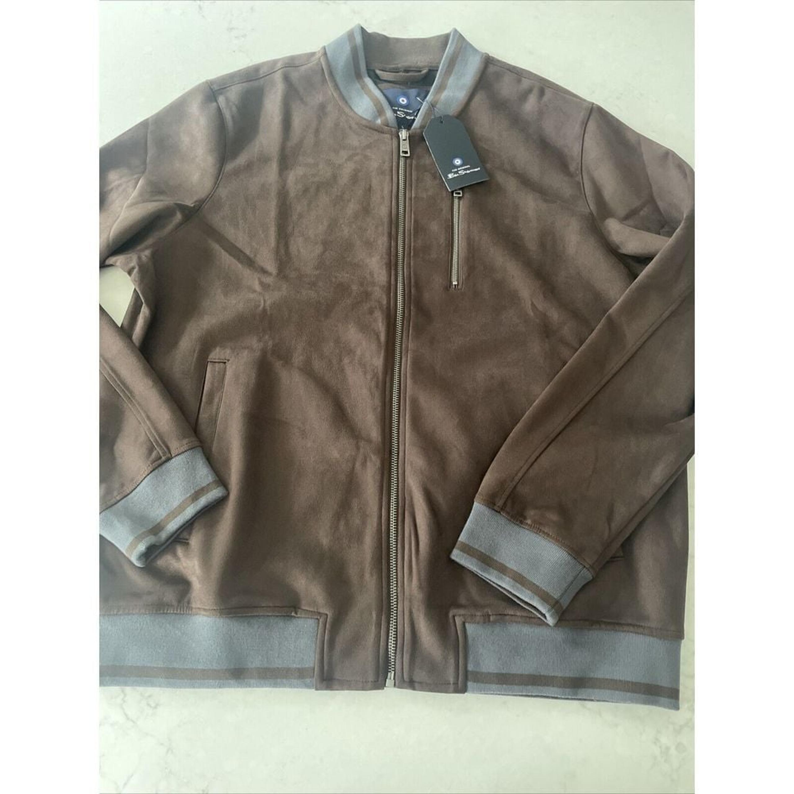 Ben Sherman Faux Suede Bomber Style Jacket Large Super Soft Brown 6907 NWT $139