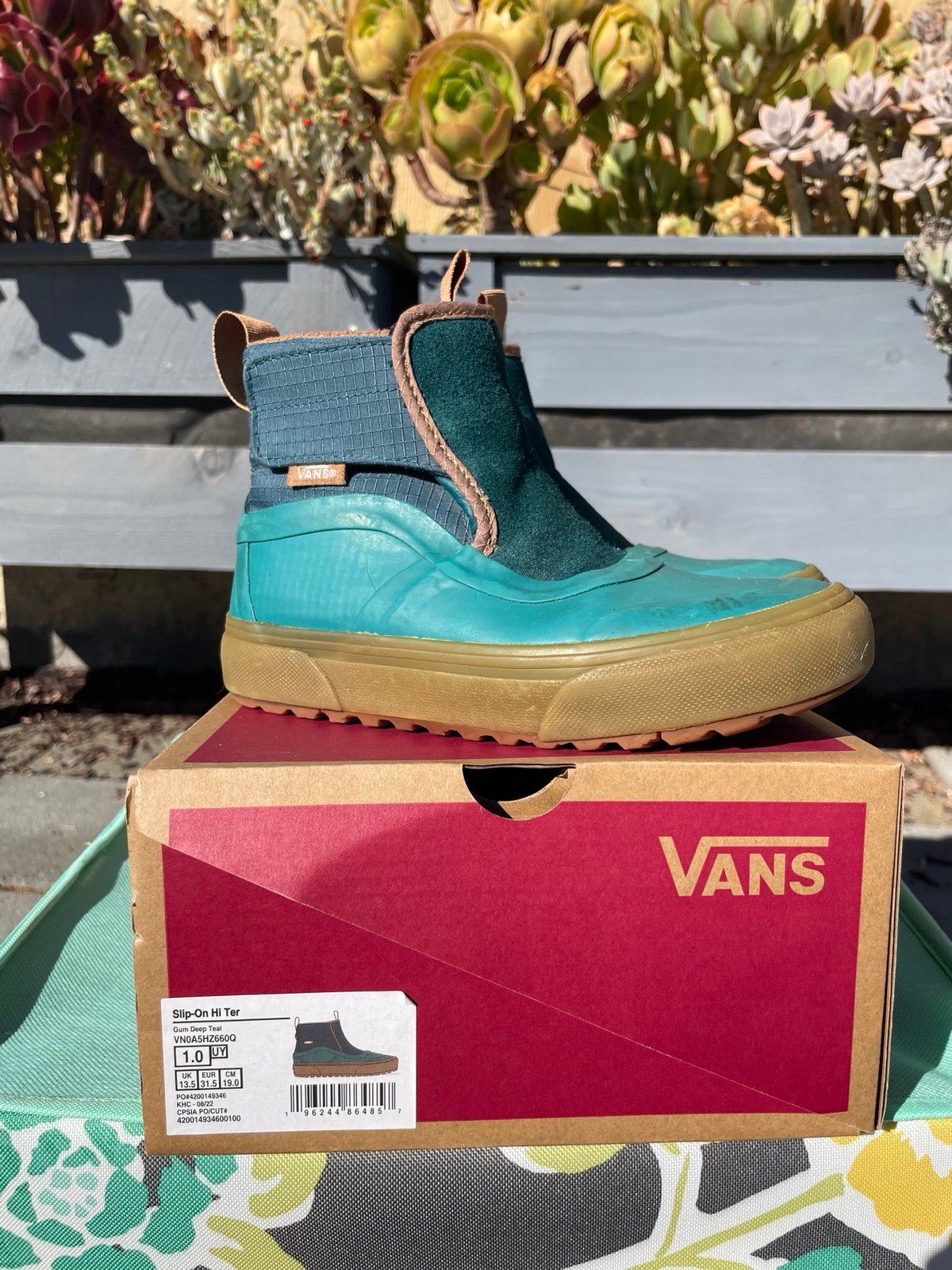 Vans Slip On High Terrain Kids 1 Teal Gum Boot
