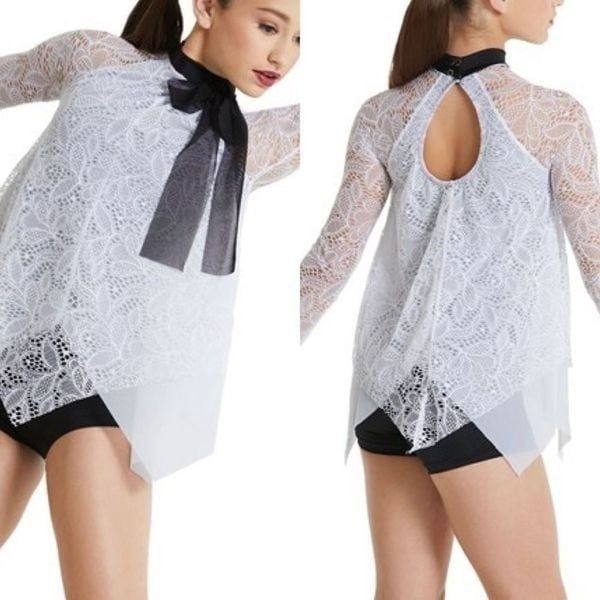WEISSMAN Dance Costume black and White lace mesh Young And Beautiful 11893 LC