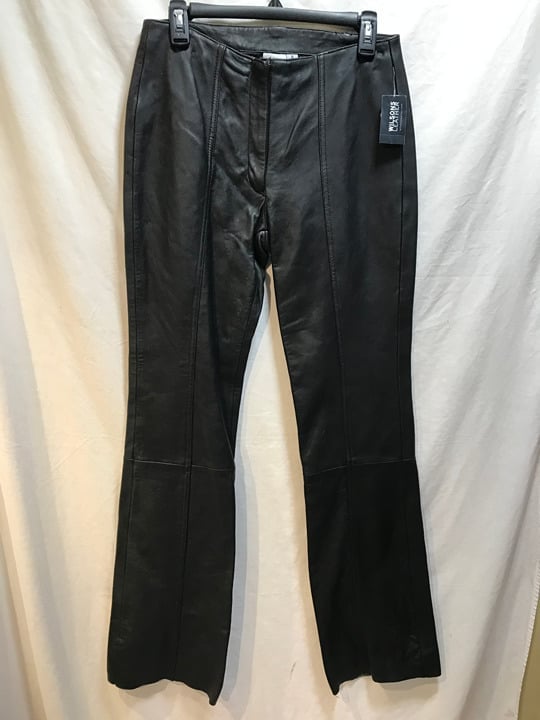 Wilsons sz 8 leather pants black straight leg lined 29 x 36 ucut to length nwt