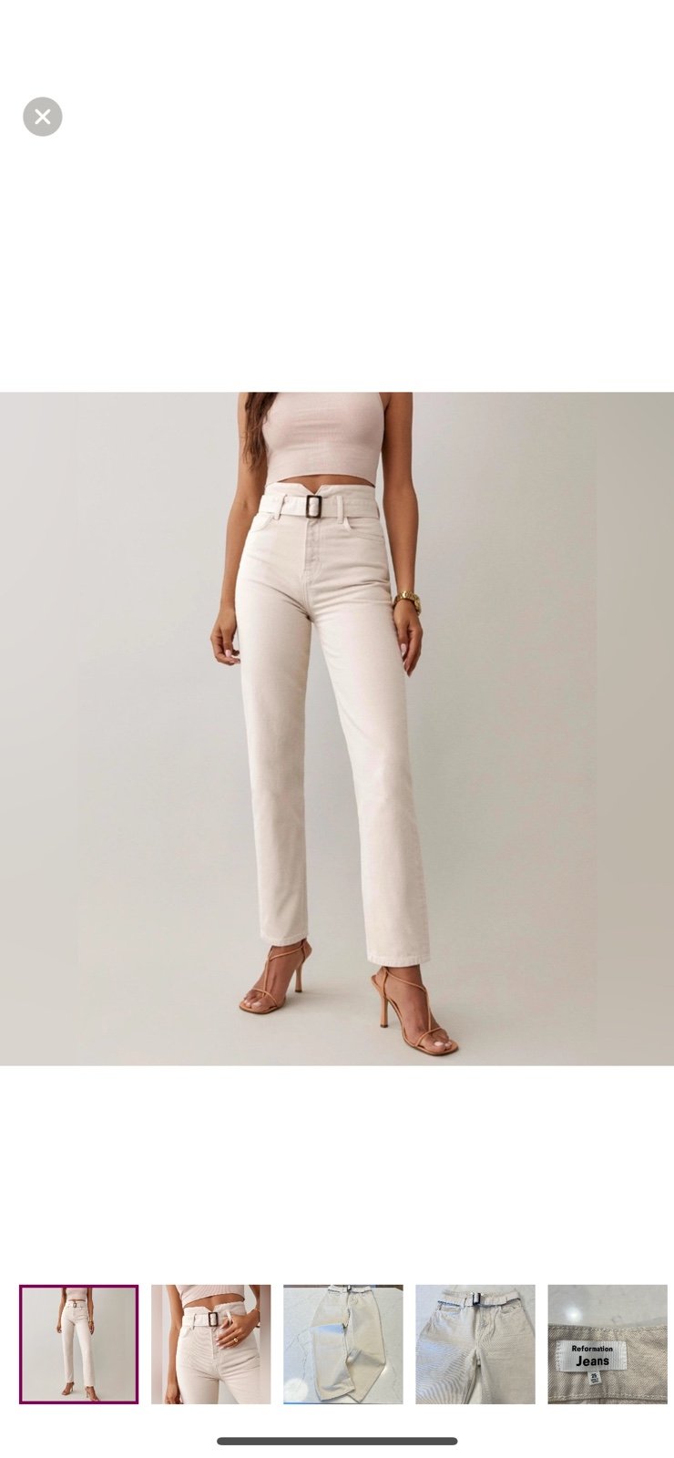 Reformation Cynthia Belted High Rise Straight Jeans Size 25