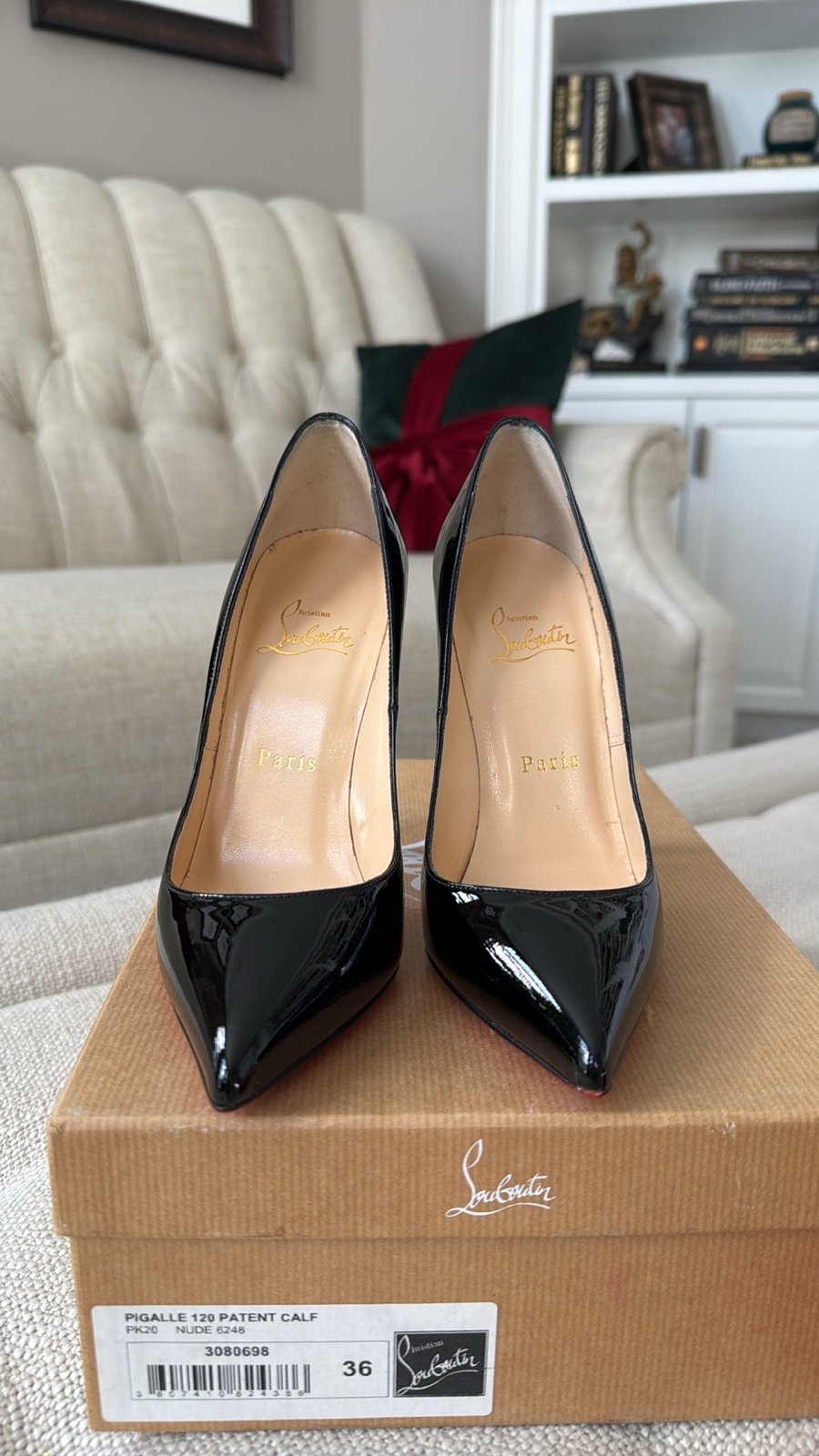 未使用 クリスチャン ルブタン PIGALLE 120 パテント 36.5 黒 Christian Louboutin Pigalle 120 black patent 36.5