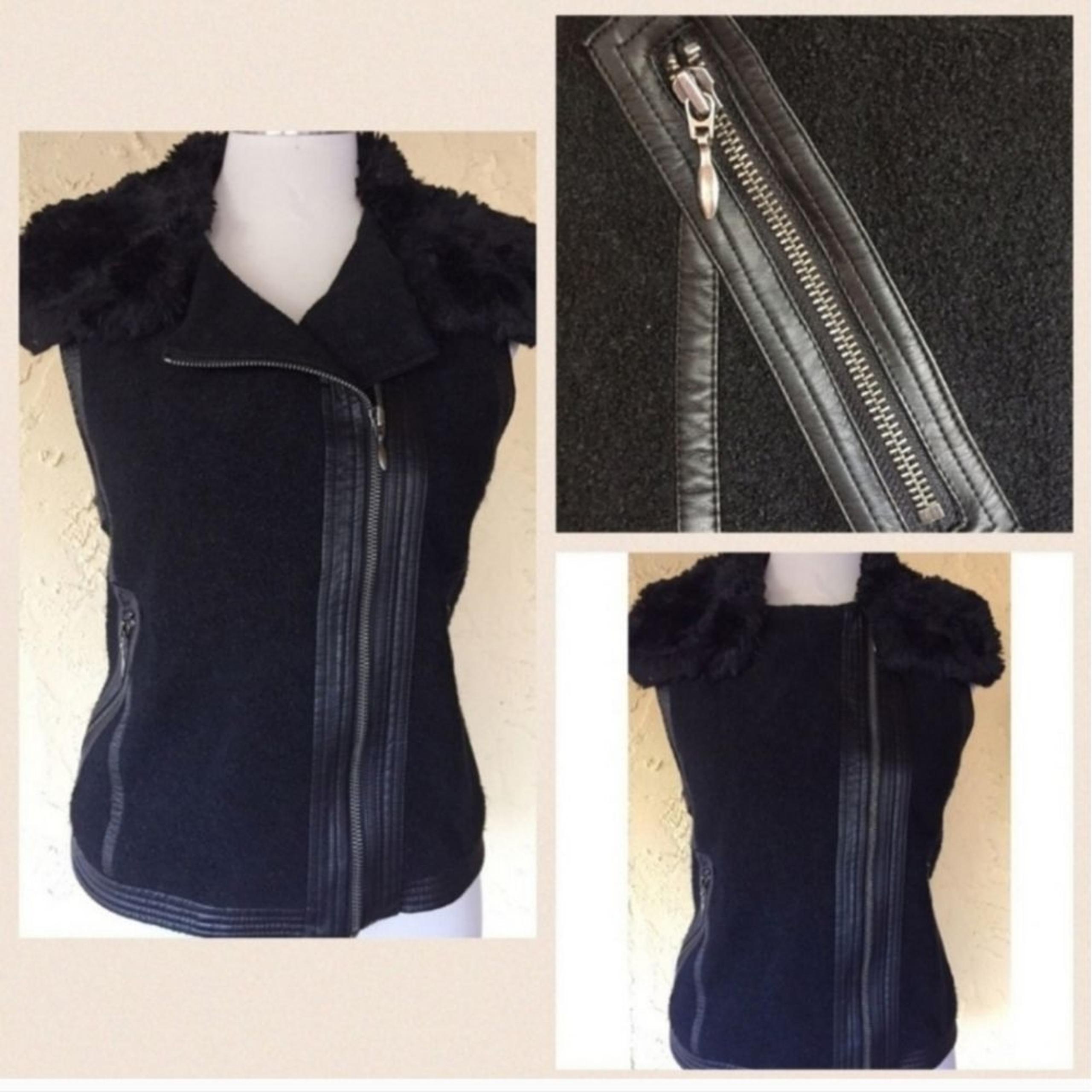 Jessica Simpson Faux fur vest with faux leather accents
