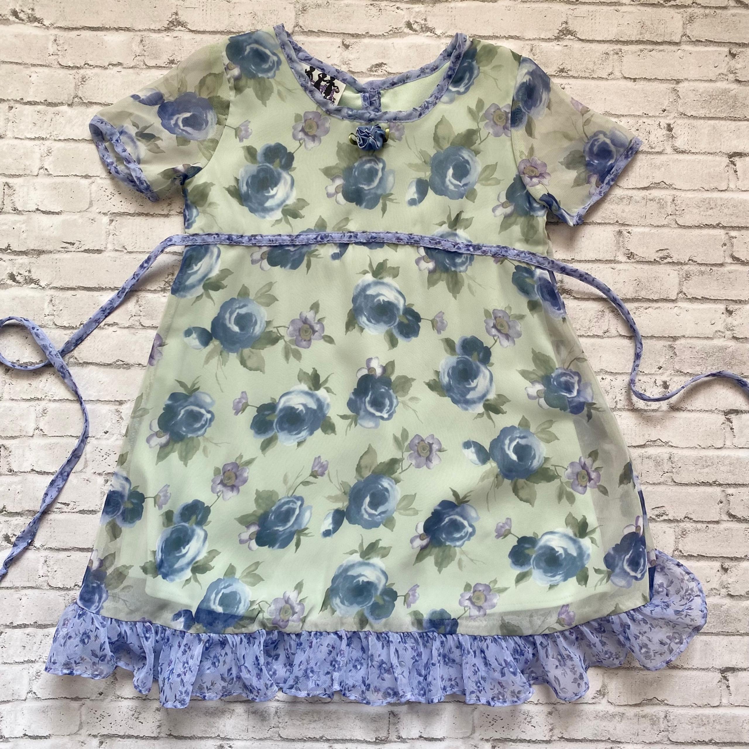 Girls Vintage 90s Y2K Floral Sheer Layered Dress
