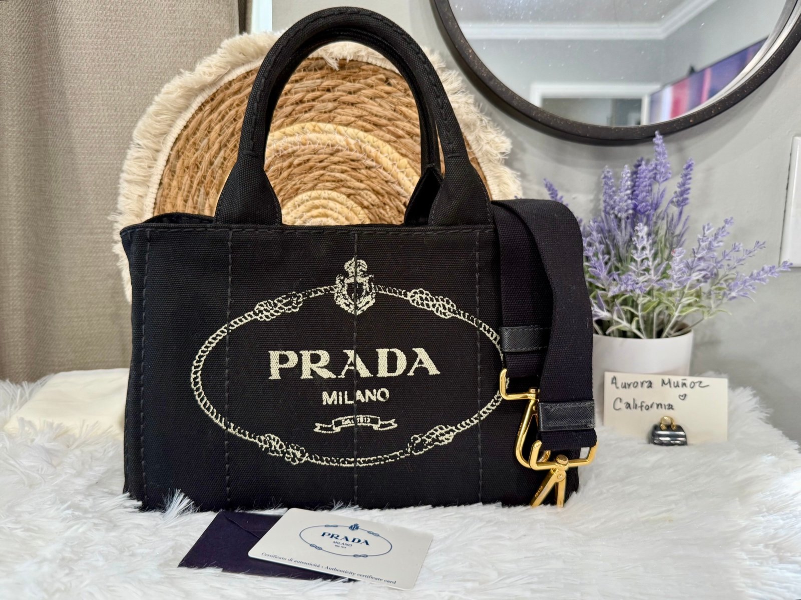 PRADA ブラック ショルダーバッグ B10268 CANAPA TREND Black Prada Canapa Size Small