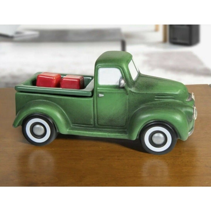 Vintage Green Truck Ceramic Fragrance Wax Warmer Working Headlights Gift New!