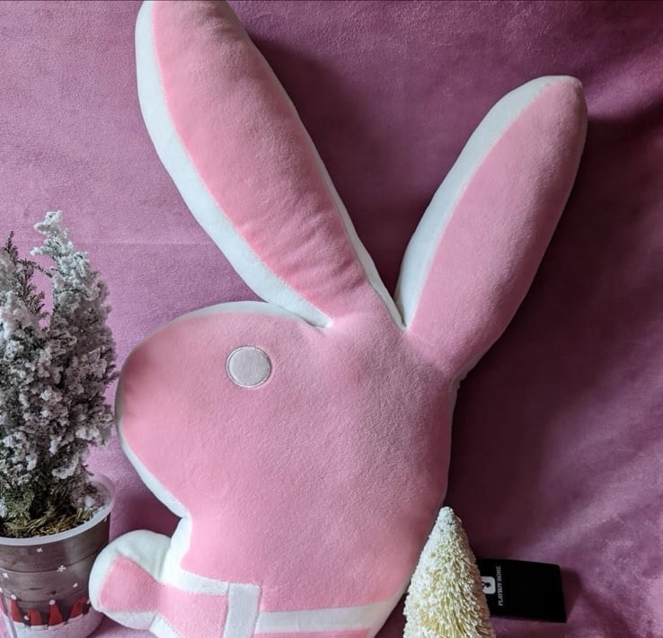Pink and white authentic Playboy Bunny pillow