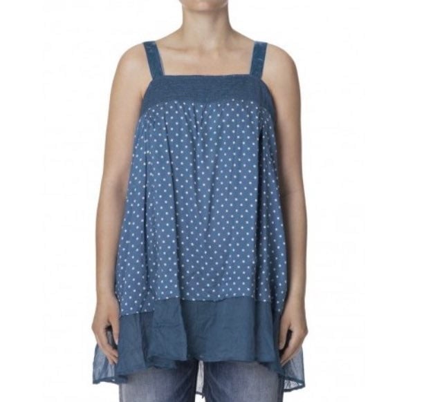210 NWT Ewa I Walla M L Babydoll Tank Top Lagenlook Shirt Peasant Boho