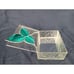 Etched And Green Stained Glass Artisan Box with Hinged Lid Leaves and Mirror