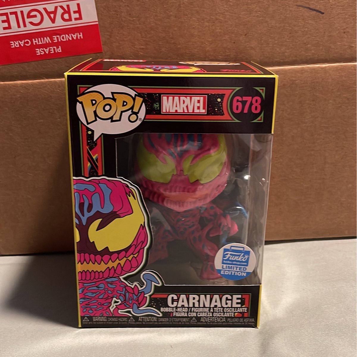 Funko Pop Marvel Carnage Black Light Funko Shop Exclusive