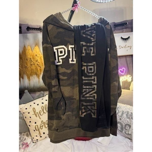 VS PINK camouflage camo hooded pullover sweatshirt & leggings set XL