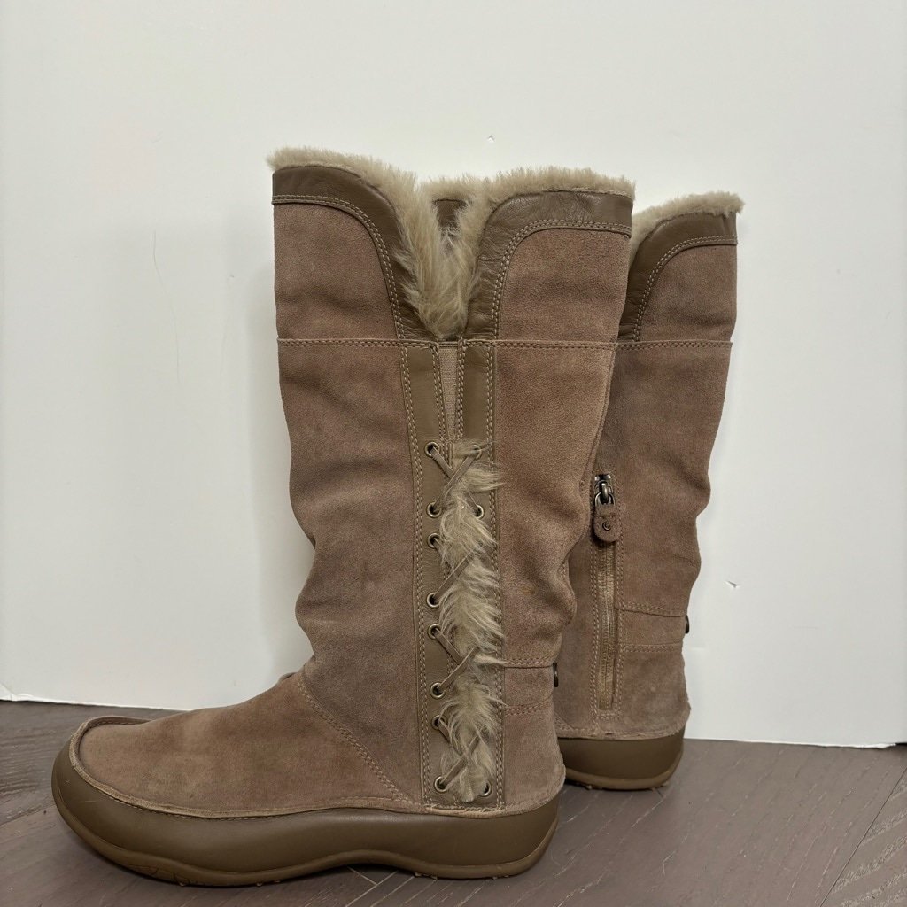 The North Face Jozie II Boots Taupe Sz 6 Waterproof Insulated Suede Leather Fur