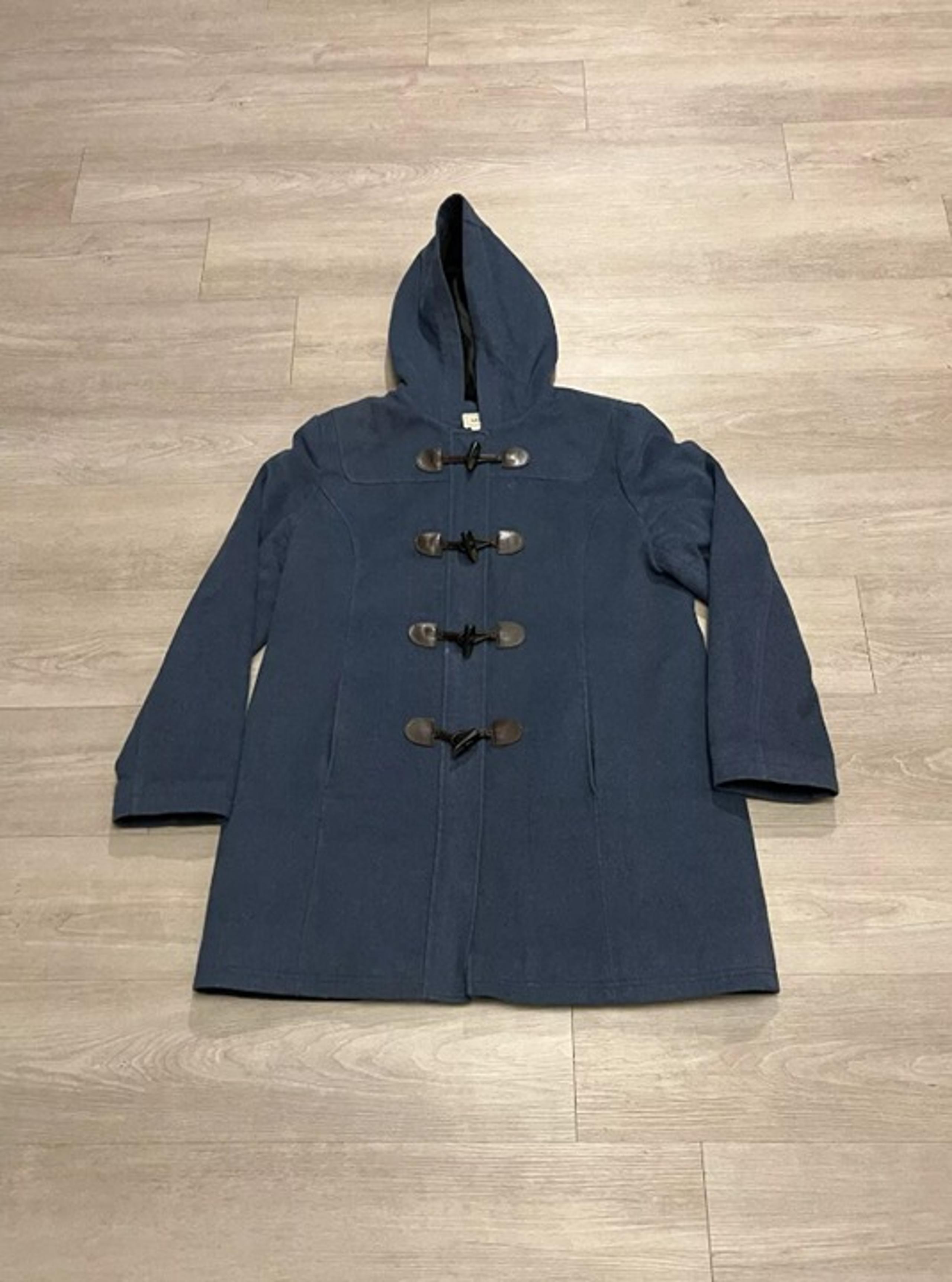 Vintage LL Bean Blue Wool Toggle Horn Duffle Coat Overcoat Women’s Size XL