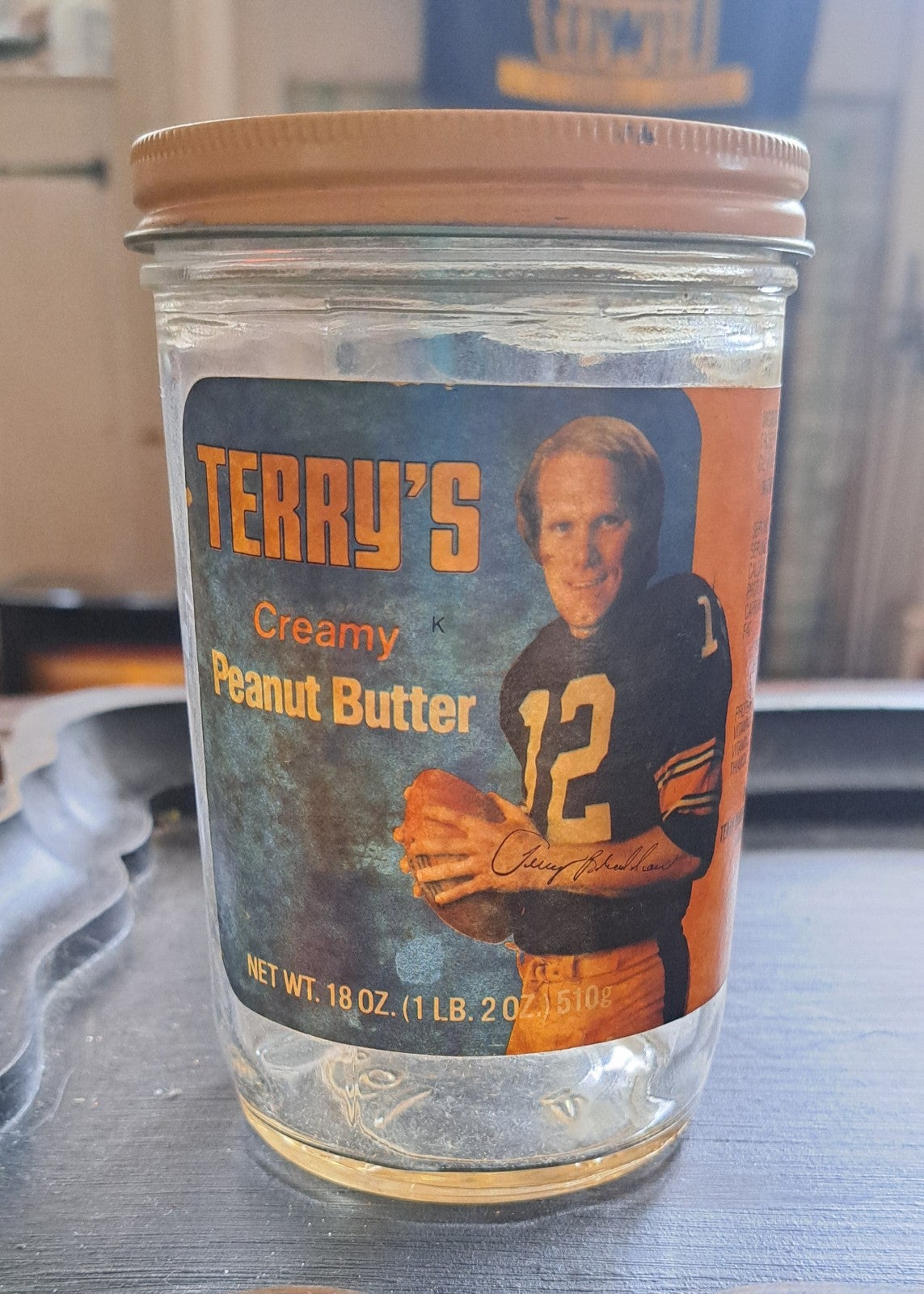 Vintage Terry Bradshaw 1989  peanut butter jar FREE SHIPPING