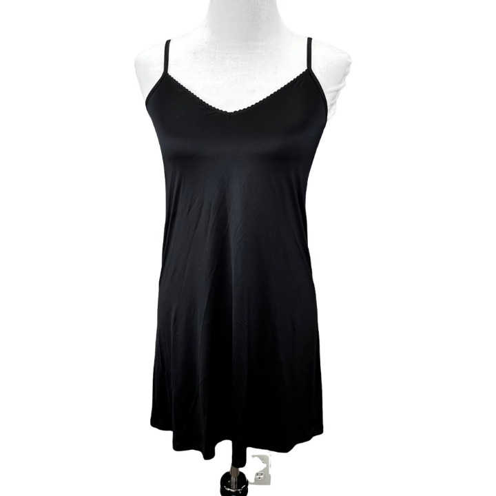 Hanro Switzerland Satin Deluxe Chemise Bodydress size S US 6-8 Black NWT