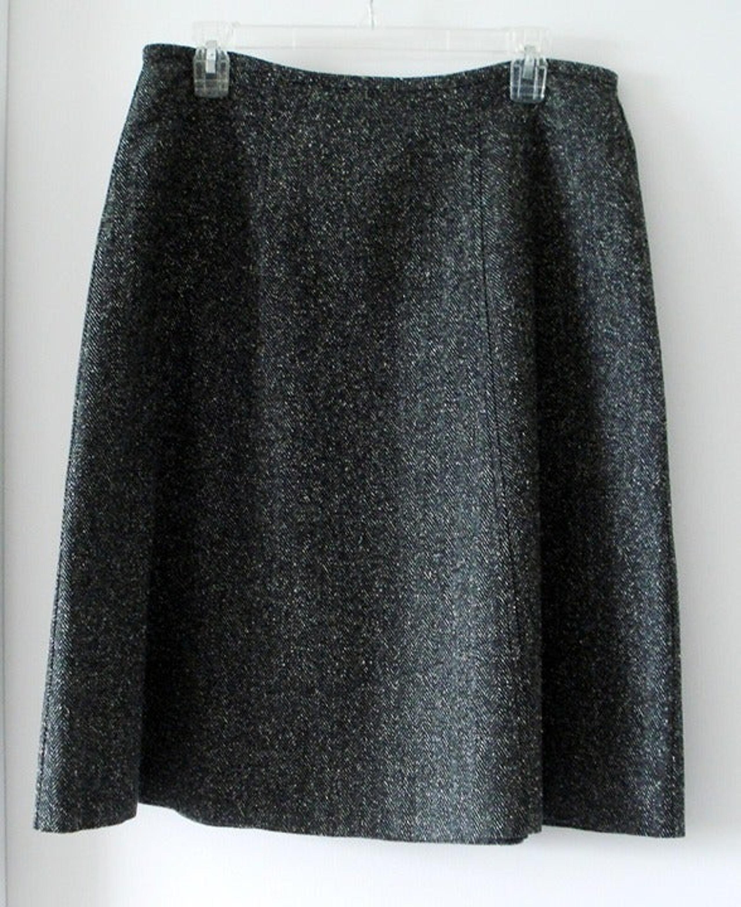 GEOFFREY BEENE SPORT DARK GRAY TWEED A LINE MIDI SKIRT SIZE 10