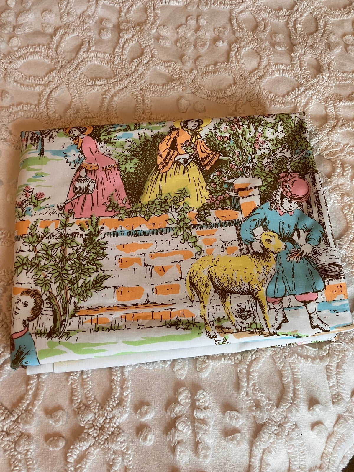 Vintage Nostalgic “Americana” Toile Flat Sheet