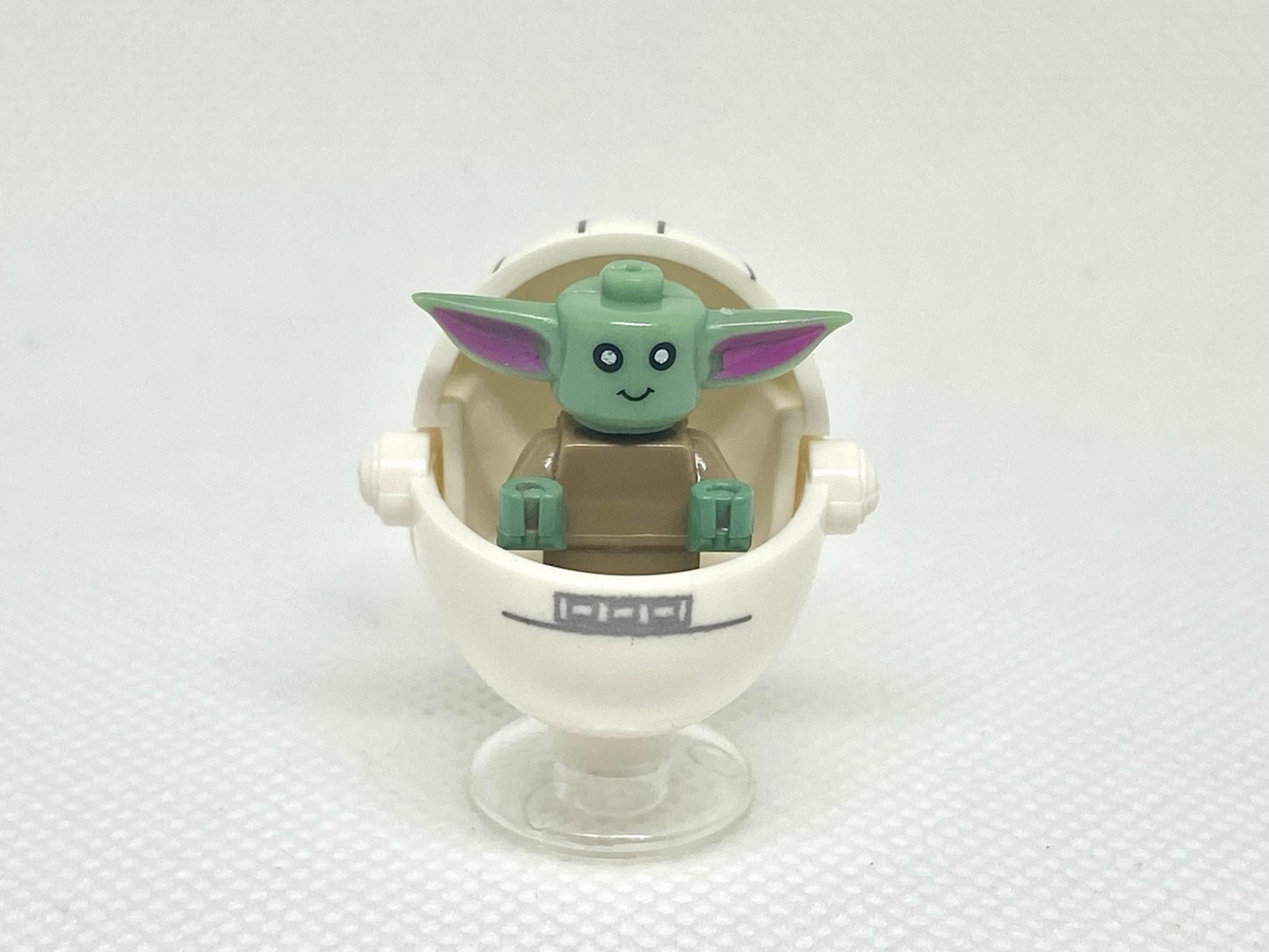 2pc Set Baby Grogu In Pod Minifigure (Custom) Grey & White