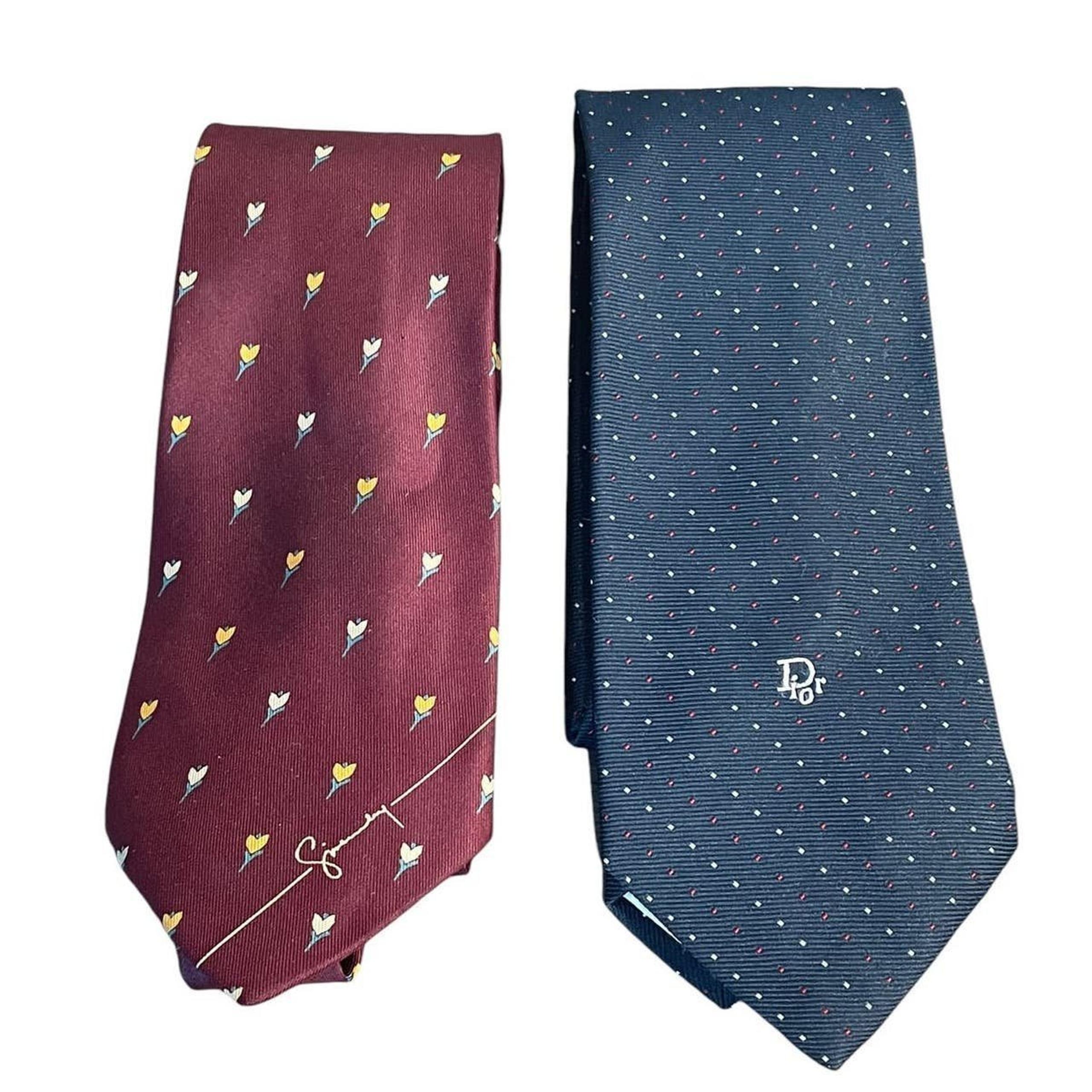 Lot of 2 Men's Vintage Ties Christian Dior and Givenchy Office Business Workwear